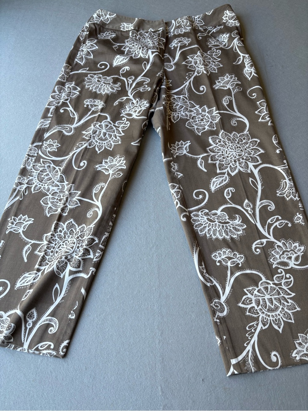 Talbots Stretch Cotton Capri Brown Floral Print sz 12